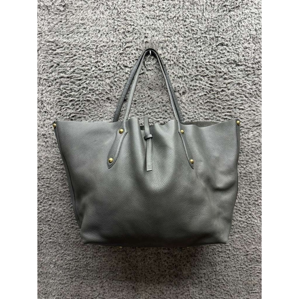 Annabel Ingall Womens Large Isabella Pebbled Italian Zinc Leather Tote Bag Black